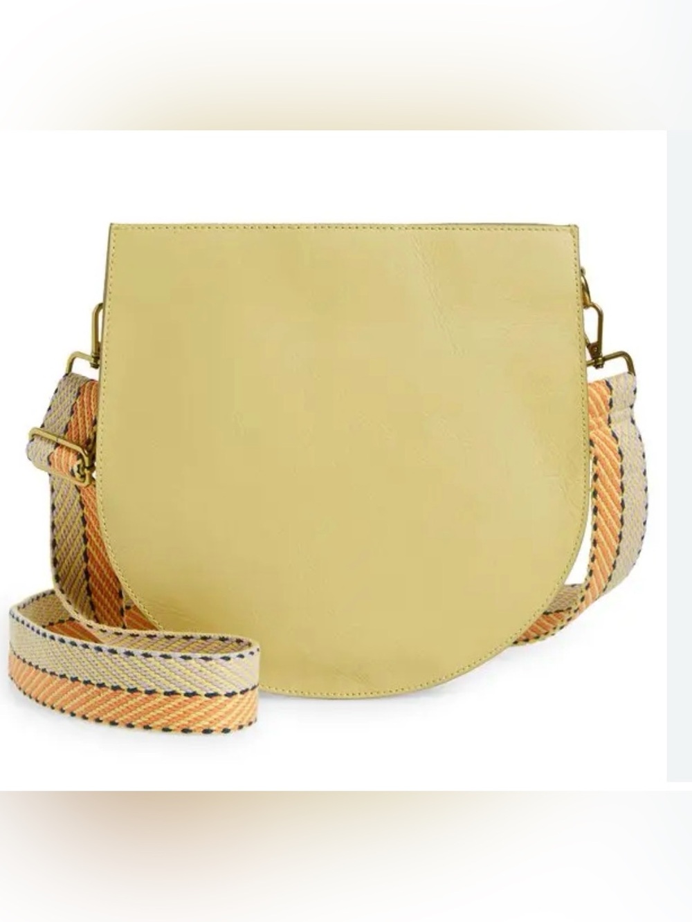 MADEWELL The Transport Leather Saddlebag Yellow Crossbody Bag Top Zip 2 Straps